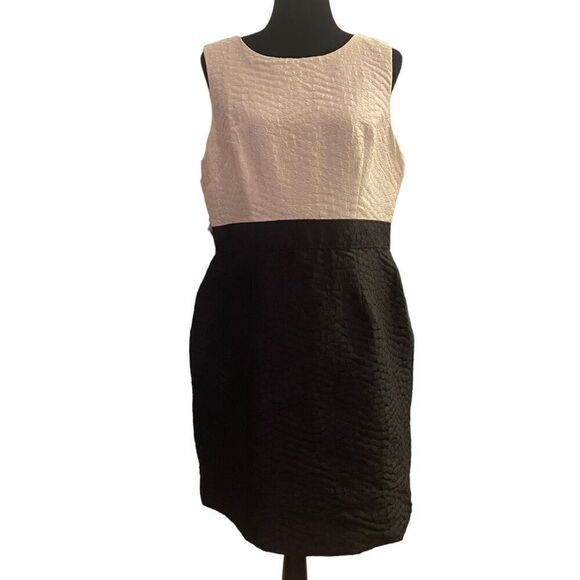 Talbots Black‎ and White Textured Sleeveless Cocktail Formal Party Dress NWT - Picture 1 of 15